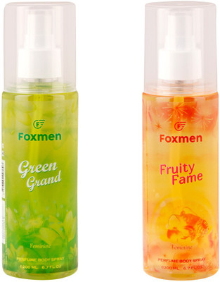 

Foxmen Fruity Fame-Green Grand Perfume Body Spray - For Women(200 ml, Pack of 2)