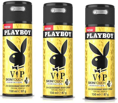 

Playboy Vip Set Of 3 Deodorant Spray - For Men(450 ml, Pack of 3)