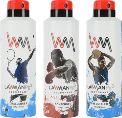 LAWMAN PG3 Challenger, Contender, Freestyler Deodorant Spray - For Men(210 ml, Pack of 3)