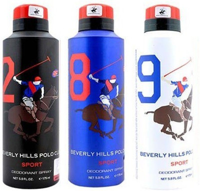 

Beverly Hills Polo Club Sport Deo no. 2, 8, 9 Deodorant Spray - For Men(525 ml, Pack of 3)