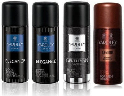 

Yardley London Elegance & Gentleman & Legend Body Spray - For Men(600 ml, Pack of 4)