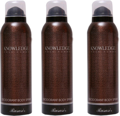 

Rasasi knowldge Deodorant Spray - For Men & Women(450 ml, Pack of 3)