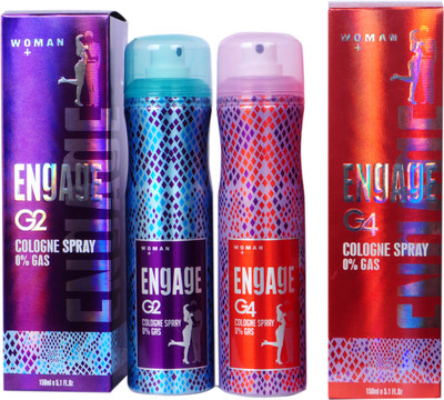 

Engage G2 & G4 COLOGNE 0% GAS Perfume Body Spray - For Women(300 ml, Pack of 2)