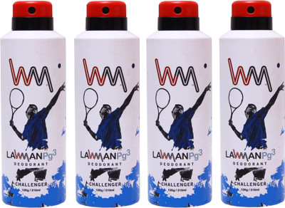 

LAWMAN PG3 4 Challenger Deodorant Spray - For Men(504 g, Pack of 4)