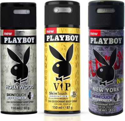 

Playboy Pack of 3 Men Deos Deodorant Spray - For Men(450 ml, Pack of 3)