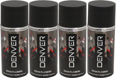 

Denver 4 Black Deo Deodorant Spray - For Men(400 ml, Pack of 4)