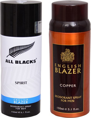 

English Blazer 1 ALL BLACKS::1 COPPER Deodorant Spray - For Men(200 g, Pack of 2)