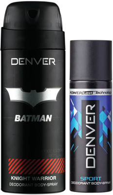 

Denver Batman Knight Warrior Deo 150 Ml & Sports Nano 50 ml Deodorant Spray - For Men(200 ml, Pack of 2)