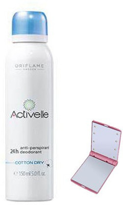 

Oriflame Sweden ACTIVELLE ANTI- PERSPIRANT 24th DEODORANT COTTON DRY WITH SMART POCKET MIRROR Deodorant Spray - For Women(150 ml)