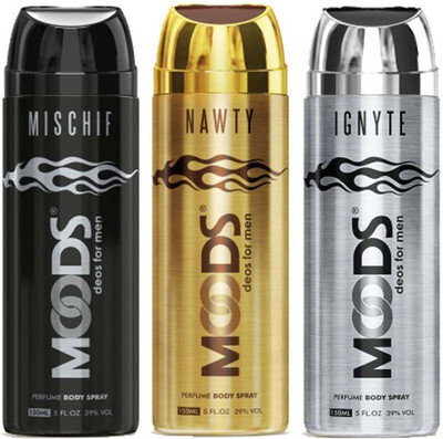

Moods nawty Perfume Body Spray - For Men(450 ml, Pack of 3)
