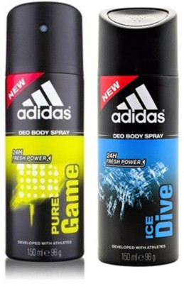 

ADIDAS pure game and ice dive Deodorant Spray - For Men(300 ml, Pack of 2)
