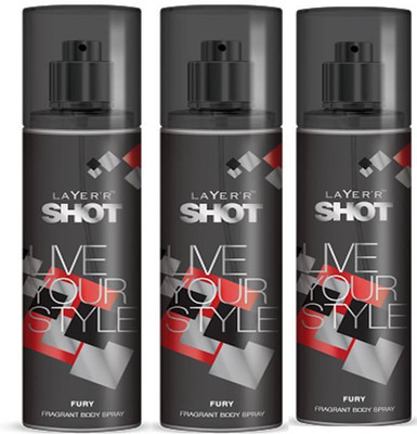 

Layer'r Shot Fury Deodorant Spray - For Men(120 ml, Pack of 3)
