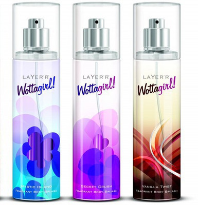 

Layer Wottagirl set of 3 B Perfume Body Spray - For Women(135 ml, Pack of 3)
