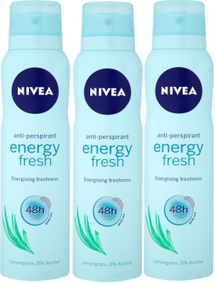 

Nivea Anti-Perspirant Energy Freshness 48h ( Pack of 3 ) Deodorant Spray - For Men & Women(150 ml, Pack of 3)