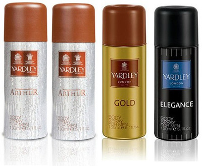 

Yardley London Arthur & Gold & Elegance Body Spray - For Men(600 ml, Pack of 4)