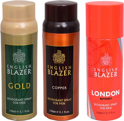 

English Blazer 1 GOLD::1 COPPER::1 LONDON SPORT Deodorant Spray - For Men(300 g, Pack of 3)