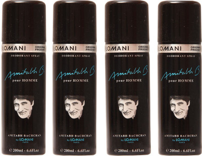 

Lomani Amitabh Black Deodorant Spray - For Men & Women(800 ml, Pack of 4)