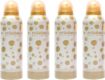 

Rasasi 4 Relation Women Deodorant Spray - For Women(800 ml, Pack of 4)
