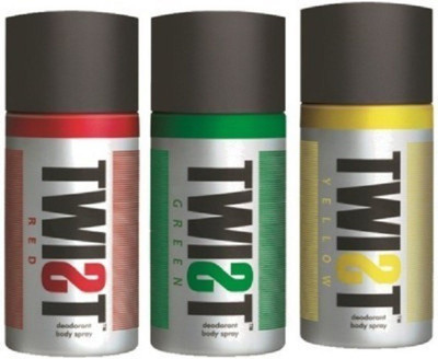 

Twist Red Green Yellow (Pack of 3) Deodrants Deodorant Spray - For Men & Women(150 ml, Pack of 3)