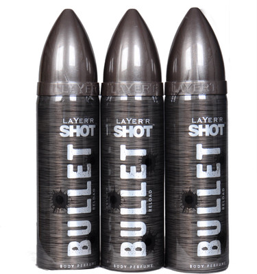 

LAYERR SHOT BULLET RELOAD Perfume Body Spray - For Men & Women(360 ml, Pack of 3)