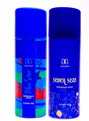 Arochem Blue Star Seven Seas Deodorant Spray - For Men & Women(400 ml, Pack of 2)