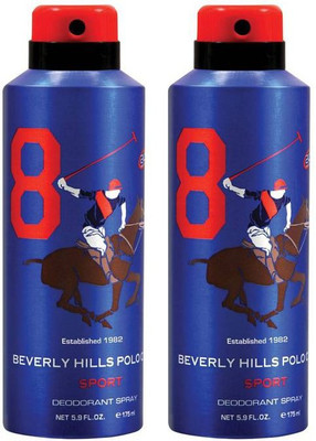 

Beverly Hills Polo Club Combo Deodorants No.8X8 Body Spray - For Men(350 ml, Pack of 2)
