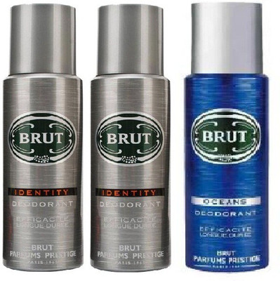 

Brut 2 Identity & 1 Ocean Body Spray - For Men(200 ml, Pack of 3)
