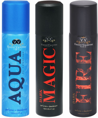 

Vincent Valentine Paris Aqua De Valentine, Dark Magic & Dark Fire Body Spray - For Men & Women(480 ml, Pack of 3)