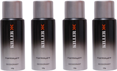 

Killer 4 Flamboyant Deo Deodorant Spray - For Men & Women(400 g, Pack of 4)