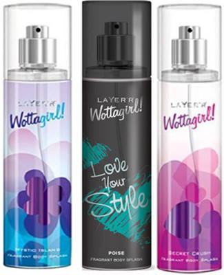 

Layer'r Mystic Island,Poise, Secret Crush Fragrant Deodorant Spray - For Women(135 ml, Pack of 3)
