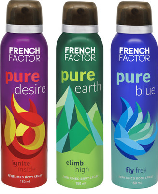 French Factor Pure Series of Deodrants Perfume Body Spray - For Women(150 ml, Pack of 3)