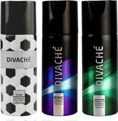 

Divache Stud, MidNight, Rhythm Body Spray - For Men(150 ml, Pack of 3)