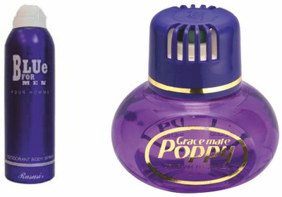 

Rasasi Rasasi Blue Deo + Poppy Lavender Car Freshener Free Deodorant Spray - For Men & Women(200 ml)