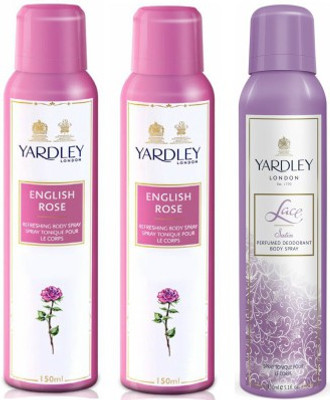 

Yardley London English Rose & Lace Satin Body Spray - For Women(450 ml, Pack of 3)
