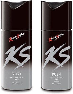 

KamaSutra Rush pack of 2 Deodorant Spray - For Men(300 ml, Pack of 2)