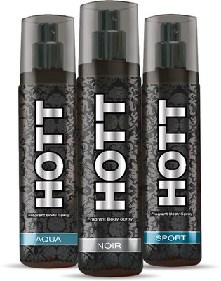 

Arabian Nights HOTT SPORT + Noir + Aqua DEODORANT Body Spray - For Men(405 ml, Pack of 3)