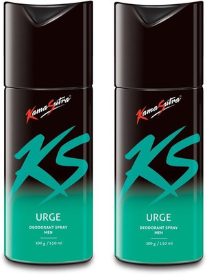 

KamaSutra Urge pack of 2 Deodorant Spray - For Men(300 ml, Pack of 2)