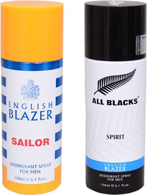 

English Blazer 1 ALL BLACKS::1 SAILOR Deodorant Spray - For Men(200 g, Pack of 2)