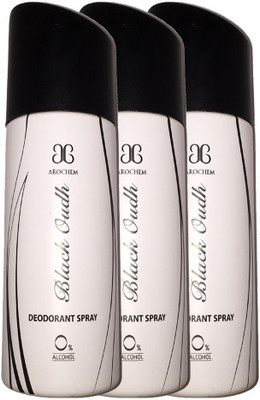 

Arochem 3 X Black Oudh Deodorant Spray - For Men & Women(600 ml, Pack of 3)