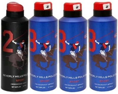 

Beverly Hills Polo Club 2 and 8 Combo set Body Spray - For Men(700 ml, Pack of 4)