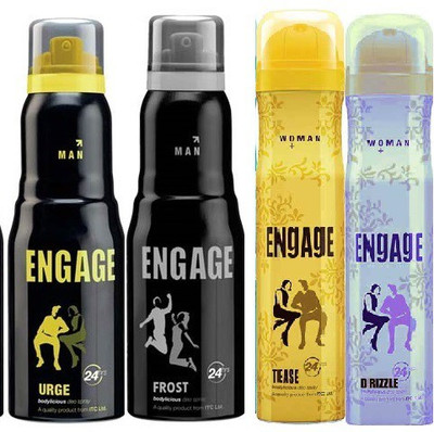 

Engage Combo Set Of 4 Deodorant Spray - For Men(165 ml, Pack of 4)