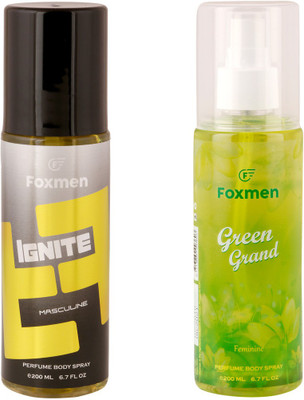 

Foxmen Ignite-Green Grand Perfume Body Spray - For Men & Women(200 ml, Pack of 2)
