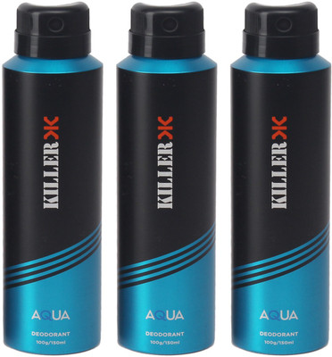 

Killer KILLER 3 AQUA COMBO DEODORANT Body Spray - For Men(300 g, Pack of 3)