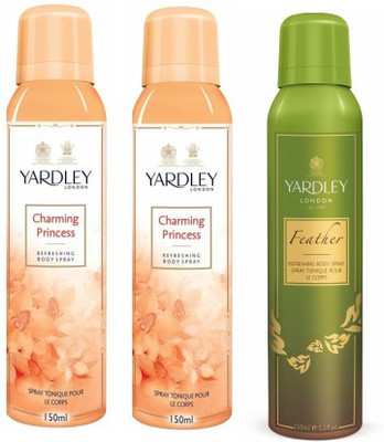 

Yardley London Princess & Feather Body Spray - For Women(450 ml, Pack of 3)
