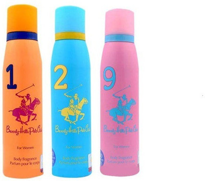 

Beverly Hills Polo Club Women Deo no. 1, 2, 9 Deodorant Spray - For Women(450 ml, Pack of 3)