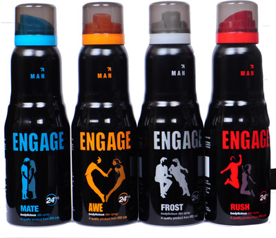 

Engage MATE,AWE,FROST,RUSH Deodorant Spray - For Men(600 ml, Pack of 4)
