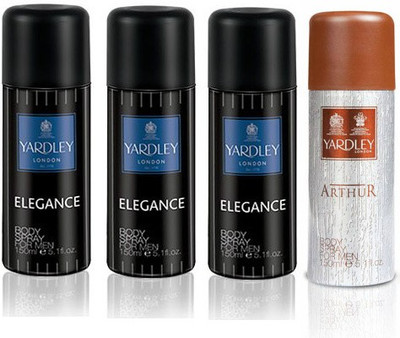 

Yardley London Elegance & Arthur Body Spray - For Men(600 ml, Pack of 4)