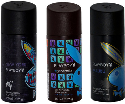 

Playboy Pack of 3 Men Deodorant Spray - For Men(450 ml, Pack of 3)
