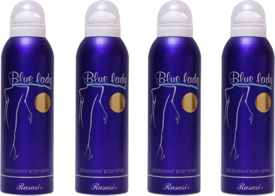 

Rasasi blue for lady Deodorant Spray - For Women(400 ml, Pack of 4)