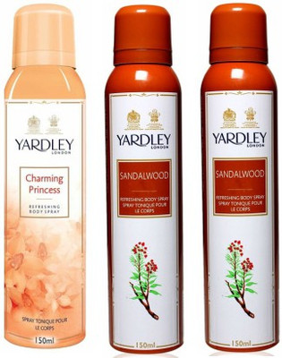 

Yardley London Princess & Sandal Body Spray - For Women(450 ml, Pack of 3)